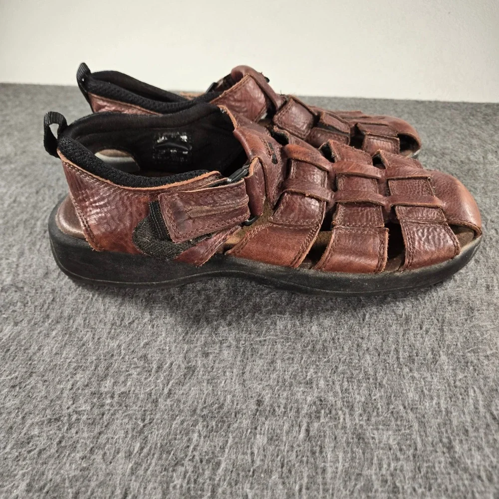 Thom McAn Vintage Fisherman Sandals Mens 10 Brown Leather Jesus Shoes Strappy